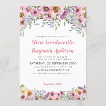 Elegante Blush Pink Peach Lavender Floral Hochzeit