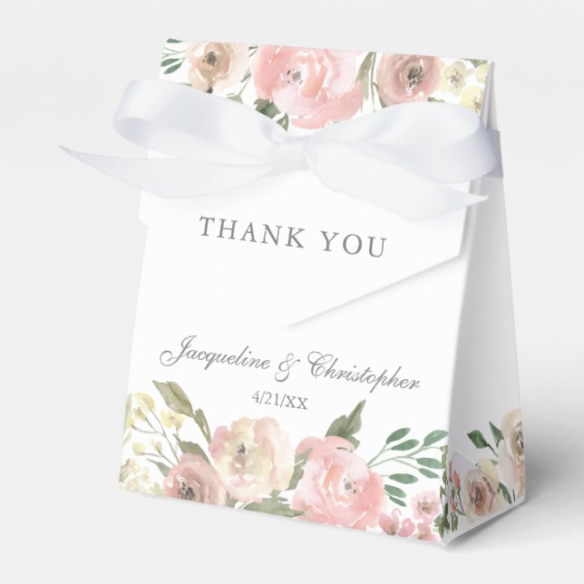 Elegante Blush Pink Peony Blumengarten Hochzeit Geschenkschachtel (Vorderseite)