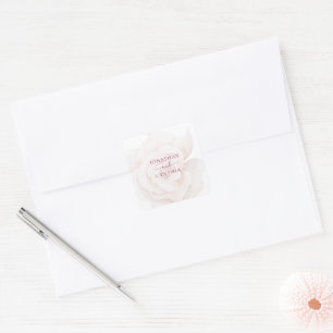 Elegante Blush Pink Rose Blumenhochzeit Quadratischer Aufkleber