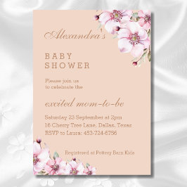 Elegante Blush Pink Rose Blütendusche Einladung