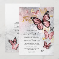 Elegante Blush Pink Rose Gold Butterfly Hochzeit