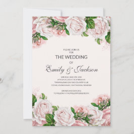 Elegante Blush Pink Rose Hochzeit Einladung