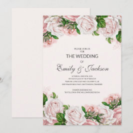 Elegante Blush Pink Rose Hochzeit Einladung