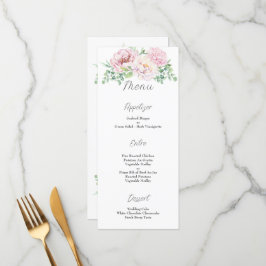 Elegante Blush Pink Roses Bläserne Hochzeit Menükarte