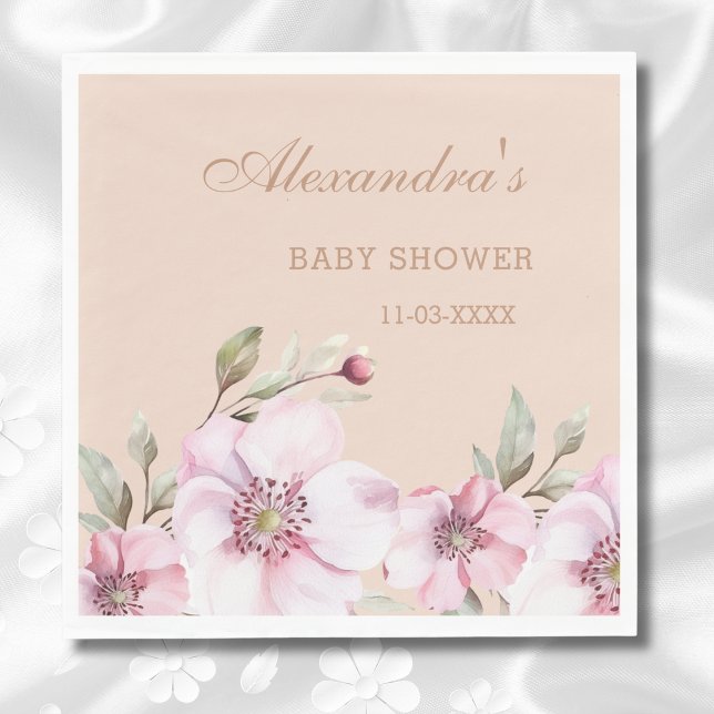 Elegante Blush Pink Roses Bloral Baby Dusche Serviette (Von Creator hochgeladen)