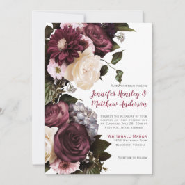 Elegante Blush Pink- und Burgundy-Blumenhochzeit | Einladung