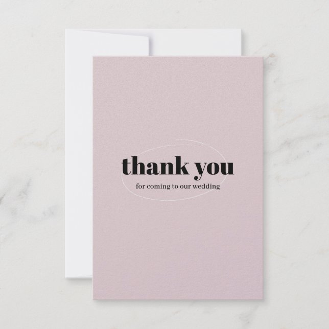 Elegante Blush Pink Wedding Dankeschön Card Dankeskarte (Vorderseite)