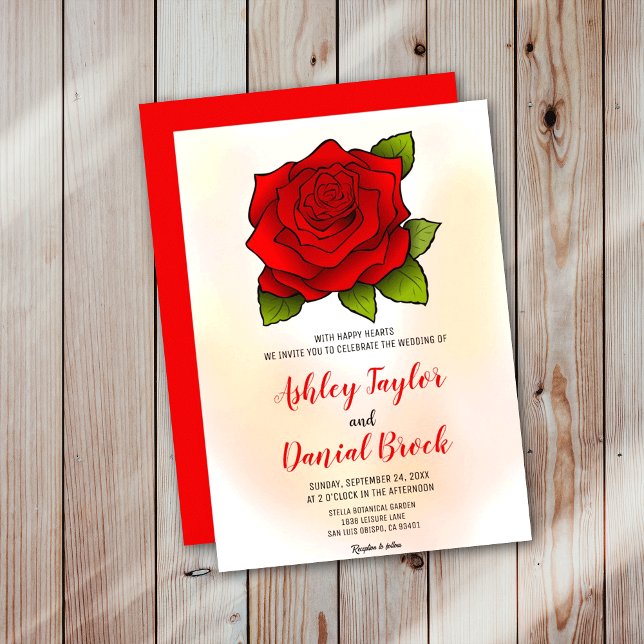 Elegante Blush Romantische Rote Blume Blumenhochze Einladung (Von Creator hochgeladen)