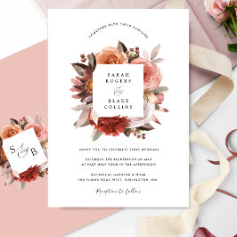 Elegante Blush-, Rosa- und Burgundy-Blumenhochzeit Einladung