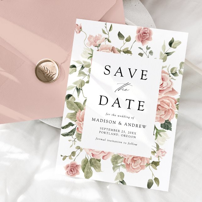 Elegante Blush Rose Garden Wedding Save The Date (Von Creator hochgeladen)