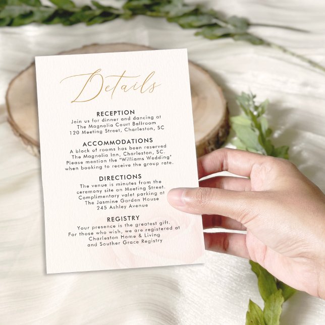Elegante Blush-Rose Hochzeitskarte Begleitkarte (Von Creator hochgeladen)