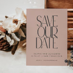 Elegante Blush Rose Mitte Jahrhundert Moderne Typo Save The Date<br><div class="desc">Elegante Dusty Blush Rose Mitte Jahrhundert Moderne Typografie Save the Date</div>