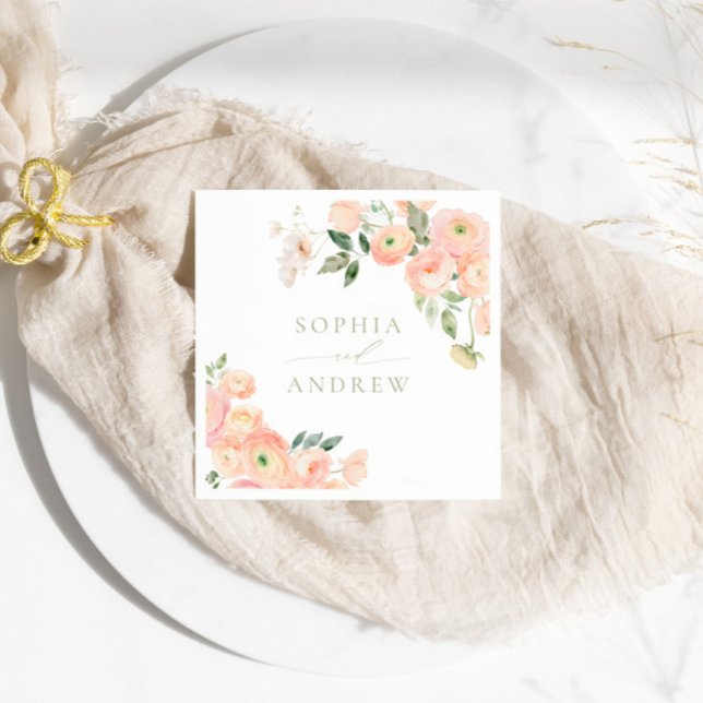 Elegante Blush & Sage Green Wedding Napkins Serviette (Von Creator hochgeladen)