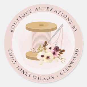 Elegante Blush Spool Needle Wasserfarbene Flora Sc Runder Aufkleber