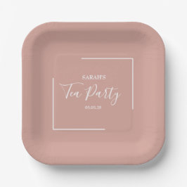 Elegante Blush Tea Party Geburtstag Pappteller