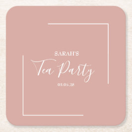 Elegante Blush Tea Party Geburtstag Rechteckiger Pappuntersetzer