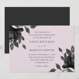 Elegante Blush und graue Bloral Hochzeit Einladung
