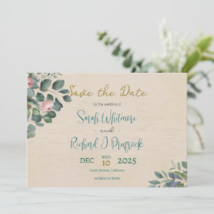 Elegante Blush- und Salbeihochzeit Save The Date