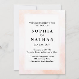 Elegante Blush Watercolor Einladung zur Hochzeit