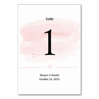 Elegante Blush Watercolor Hochzeitsstimmung Tischn Tischnummer
