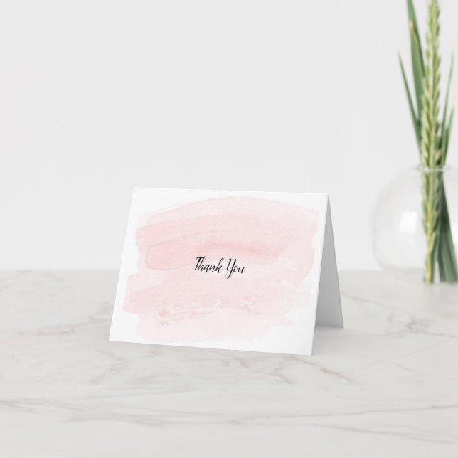 Elegante Blush Watercolor Wedding Dankeschön Card Dankeskarte (Vorderseite)
