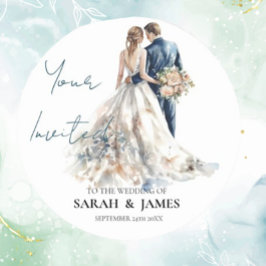 Elegante Blush Wedding Runder Aufkleber