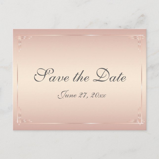 Elegante Blush Wedding Speichern Sie die Daten Pos Ankündigungspostkarte (Vorderseite)