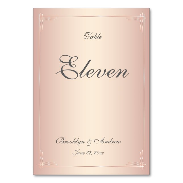 Elegante Blush Wedding Tischnummern (Vorderseite)
