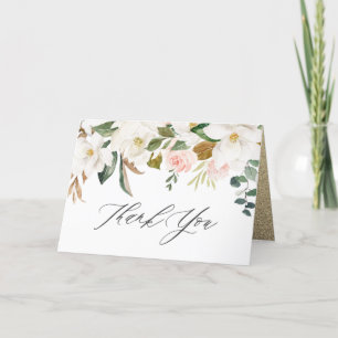 Elegante Blush & White Floral Spring Wedding Dankeskarte