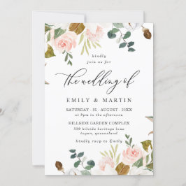 Elegante Blush & White Floral Spring Wedding Einladung