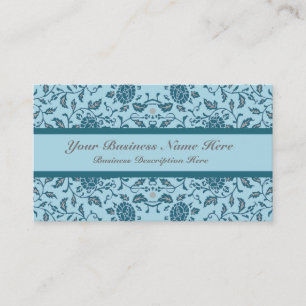Elegante Blüte Aquamarin Damask Visitenkarte