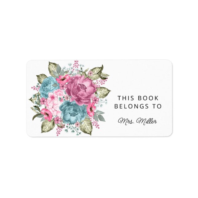 Elegante Blüte Dieses Buch gehört zum Buch Label Adressaufkleber (Vorne)