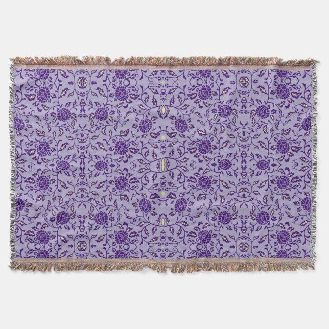Elegante Blüte Lila Damask Decke (Vorderseite)