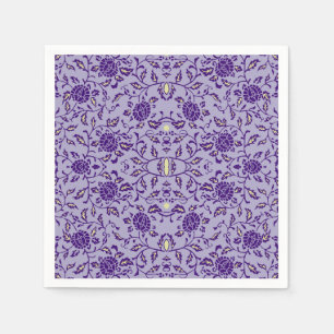 Elegante Blüte Lila Damask Serviette