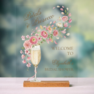 Elegante Blüten und Prosecco Blumengruß Acrylschild
