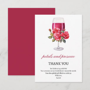 Elegante Blüten und Prosecco-Brautjunggesellinnena Dankeskarte