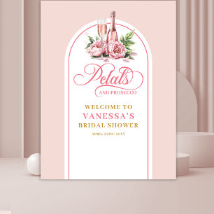 Elegante Blüten und Prosecco Brautparty-Banner Wandteppich