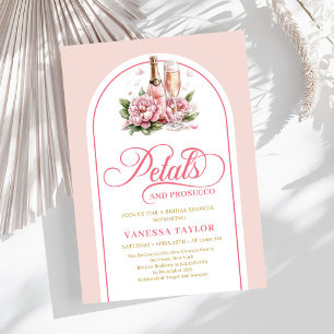 Elegante Blüten und Prosecco-Roségold-Einladung Einladung