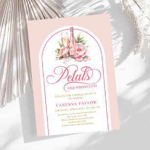 Elegante Blütenblätter und Prosecco-Roségoldene Ho Einladung