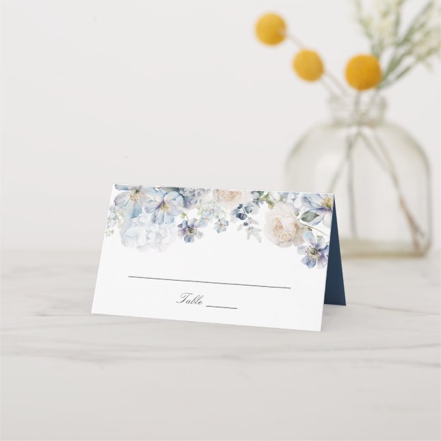 Elegante Blütenblumen Blush Rose Hochzeit Platzkarte (Vorderseite)