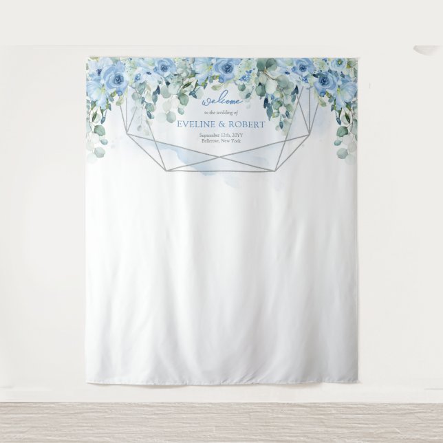 Elegante Blütenblumen und silberne Kulisse Wandteppich (Vorderseite)