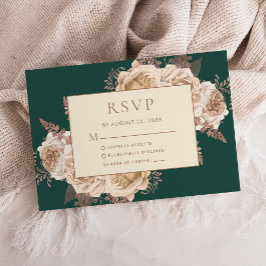 Elegante Blütendark Aquamarine Rose Hochzeit von E RSVP Karte