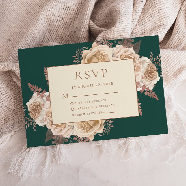 Elegante Blütendark Aquamarine Rose Hochzeit von E RSVP Karte (Von Creator hochgeladen)