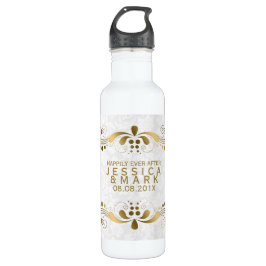 Elegante Blütengoldplatte mit weißen Damaskus 2a Trinkflasche