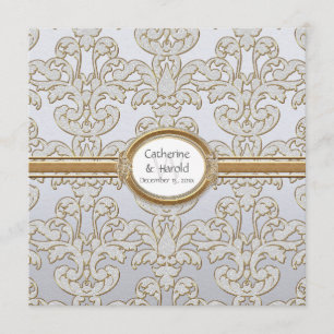 Elegante Blütenleaf Damask Barocke Gold Swirl Kart Einladung