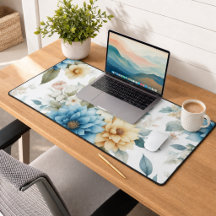 Elegante Blütenpastel Blau und Gelb auf Weiß