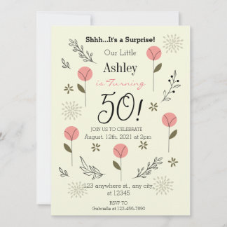 Elegante Blütenpracht 50. Geburtstag Einladung