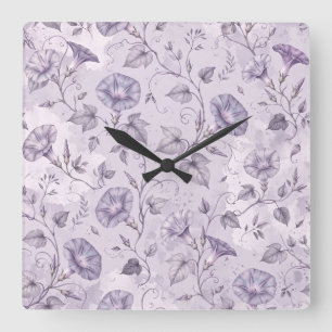 Elegante Blütenpracht: Staubige Lavendel-Prächtige Quadratische Wanduhr