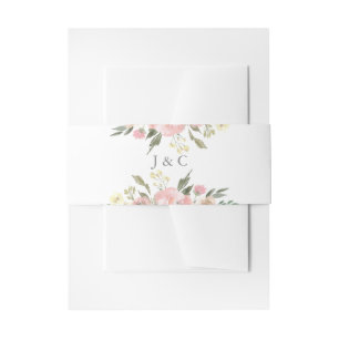Elegante Blütenrot-Rosa-Peony-Monogramm-Hochzeit Einladungsbanderole
