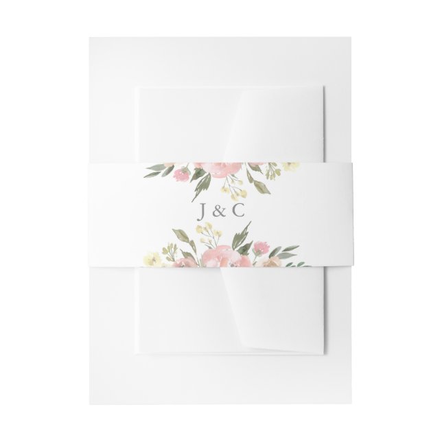 Elegante Blütenrot-Rosa-Peony-Monogramm-Hochzeit Einladungsbanderole (Vorderseite Beispiel)